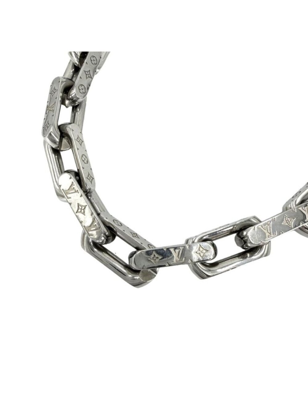 Louis Vuitton Big Necklace Chain Monogram Silver